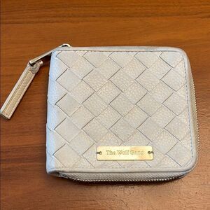 The Wolf Gang cream leather woven leather zip wallet